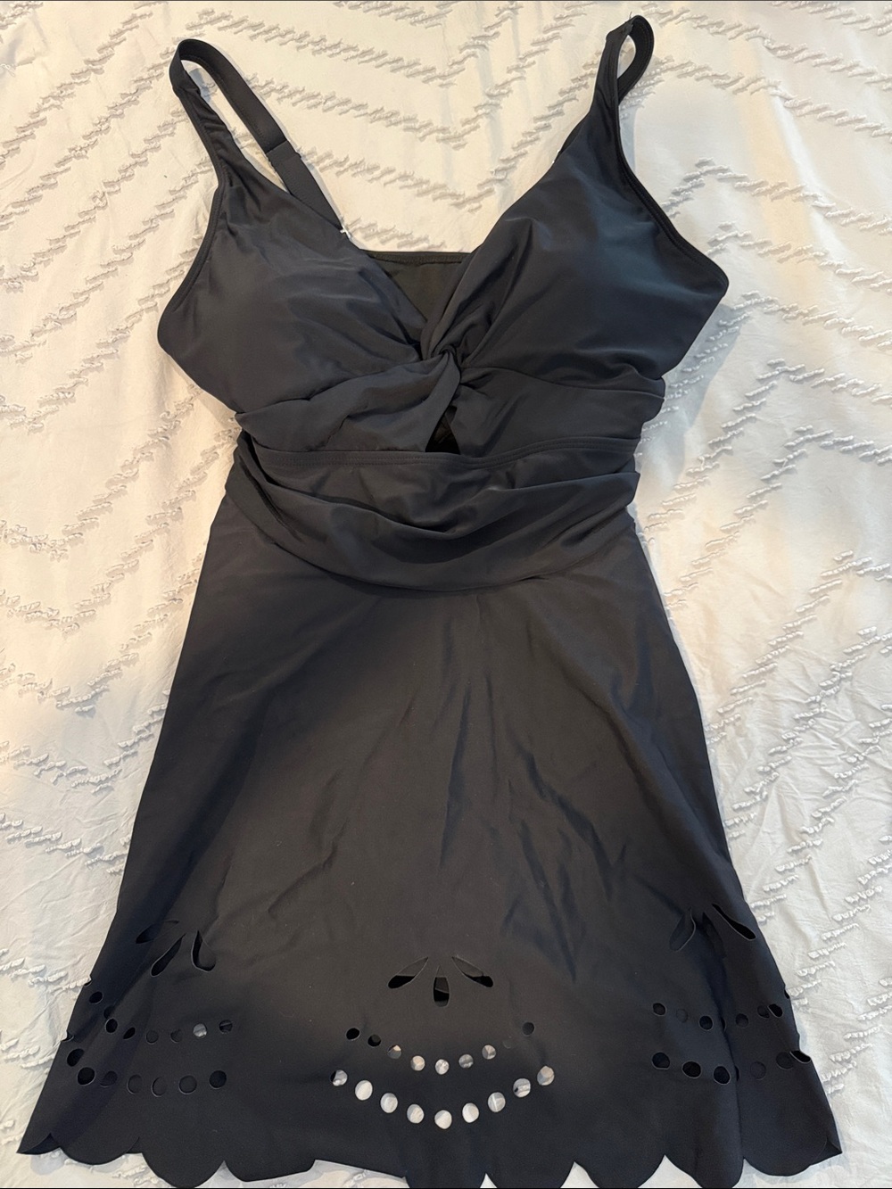 Black Twist-Front One-Piece Swimdress